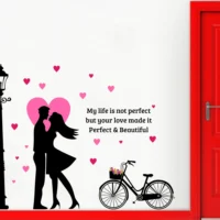 Romantic scene with couple and lamp wall sticker RPC1799T38