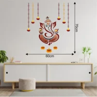 Sacred image of lord ganesha surrounded by flowers wall sticker RPC2212T38