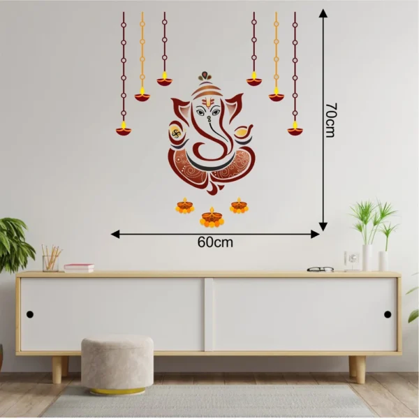 Sacred image of lord ganesha surrounded by flowers wall sticker RPC2212T38