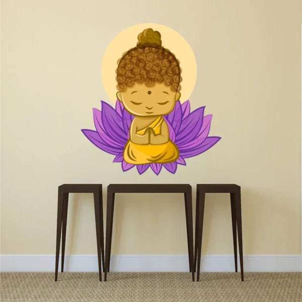 Serene baby buddha with lotus wall sticker RPC1890T50