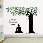Serene buddha meditating under bodhi tree wall sticker BBD RPC004