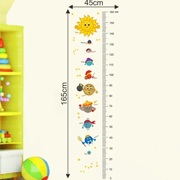 Solar system with growth chart for kids wall sticker RPC1097