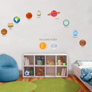 Space themed solar system design wall sticker RPC481