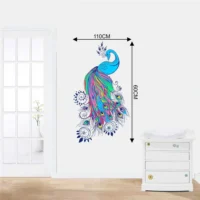 Stunning blue toned peacock wall design RPC201