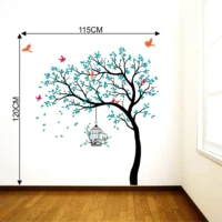Stunning blue tree and birds design wall sticker RPC2154T50