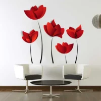 Stunning red floral wall decal RPC192