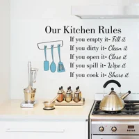 Stylish kitchen rules wall sticker RPC802