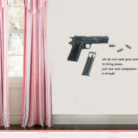 Thought provoking peace and gun wall sticker RPC1944T50