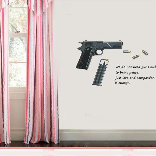Thought provoking peace and gun wall sticker RPC1944T50
