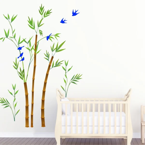 Tranquil bamboo forest with birds wall sticker RPC1747T38