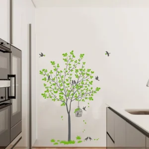 Tree with cage and birds wall decal RPC1617
