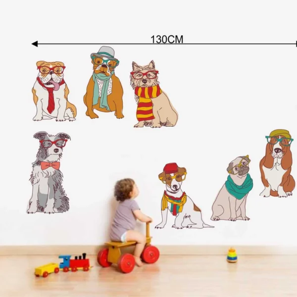 Trendy dog family wall sticker RPC399