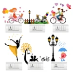 Unique switchboard decor featuring birds and a bicycle wall sticker RPC2578T25