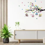 Vibrant birds perched in decorative cages wall sticker RPC2302T38
