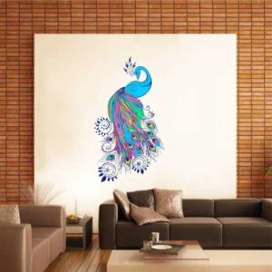 Vibrant bluish peacock design wall sticker RPC201