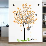 Vibrant orange tree with birds wall sticker RPC2118T50