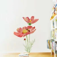 Vibrant red flower and bee wall sticker RPC304