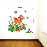 Wall sticker featuring a deer and butterflies in a beautiful jungle RPCFS6010T50