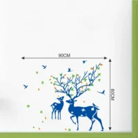 Wall sticker featuring a mother deer and her baby deer in a serene scene RPCFS1098