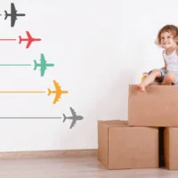 Wall sticker featuring colorful airplanes in a fun design RPC942