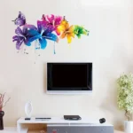 Wall sticker featuring flowers and butterflies RPC1342