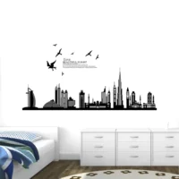 Wall sticker featuring the burj khalifa skyline with an inspirational flight quote RPCFS6013T50