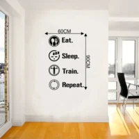 Wall sticker gym quote eat sleep train repeat RPC1208
