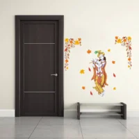 Wall sticker lord krishna with autumn leaf RPC1228