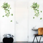 Wall sticker of a hanging pot with lush money plant for home dΘcor RPCFS1010