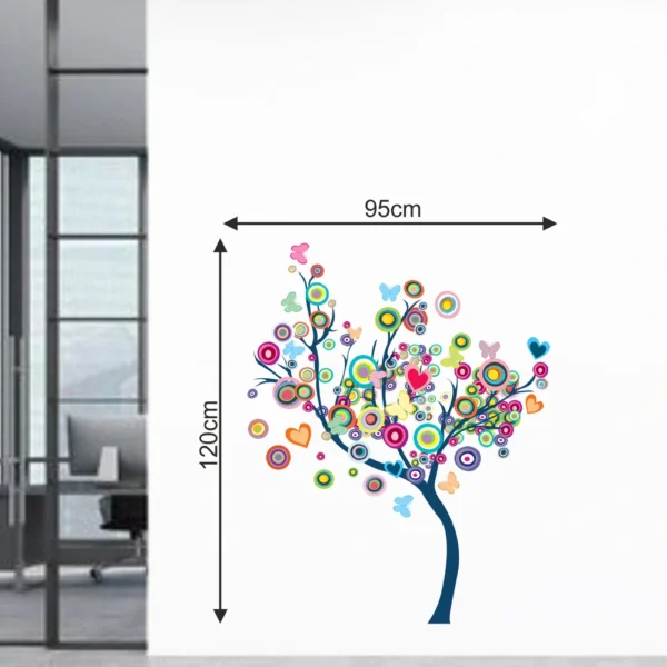 Wall sticker of a lively tree with circular leaves and butterflies RPCFS6033T50