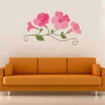 Wall sticker of a pink flower with exposed roots for a unique look RPCFS1067
