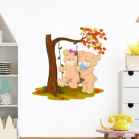 Wall sticker of bears enjoying time on a swing together RPCFS6048