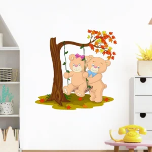 Wall sticker of bears enjoying time on a swing together RPCFS6048