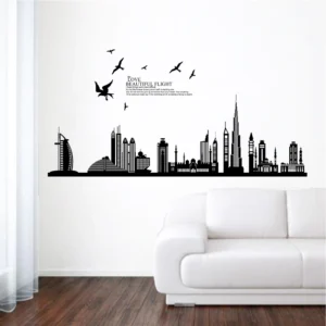Wall sticker of burj khalifa dubai skyline with a beautiful flight quote RPCFS6013T50