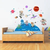 Wall sticker of children on a cosmic journey for kids spaces RPC978