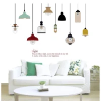 Wall sticker of decorative hanging light lamps with an inspirational quote RPCFS6034T38