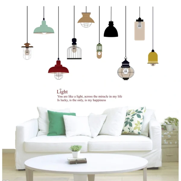 Wall sticker of decorative hanging light lamps with an inspirational quote RPCFS6034T38
