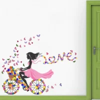 Wall sticker of girl with floral butterflies RPC1670