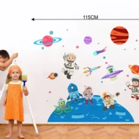 Wall sticker of kids embarking on an outer space adventure RPC978