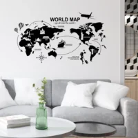 Wall sticker of the world map in black for educational spaces RPCFS6035T38
