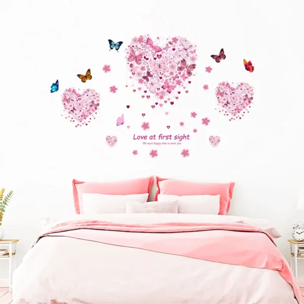Wall sticker of three pink butterflies around a heart shaped design RPCFS6011T50
