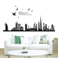 Wall sticker with burj khalifa skyline and an uplifting flight quote RPCFS6013T50