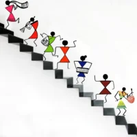 Warli dancing figures wall sticker RPC1562