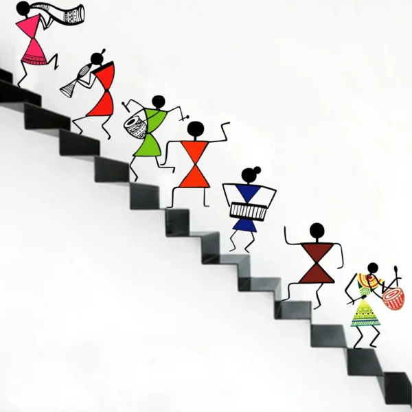 Warli dancing figures wall sticker RPC1562