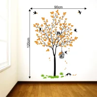 Warm toned orange tree with birds wall sticker RPC2118T50