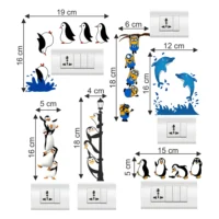 Whimsical penguins and dolphins wall sticker for switches RPC2582T25