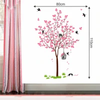 Whimsical pink tree with nest wall sticker RPC2109