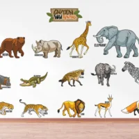 Wild animal caution sign for kids room wall sticker RPC1070