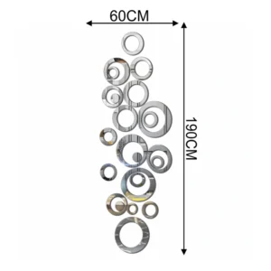 Silver Ring and Dot Self Adhesive Mirror Art for Contemporary Spaces RMS5013S