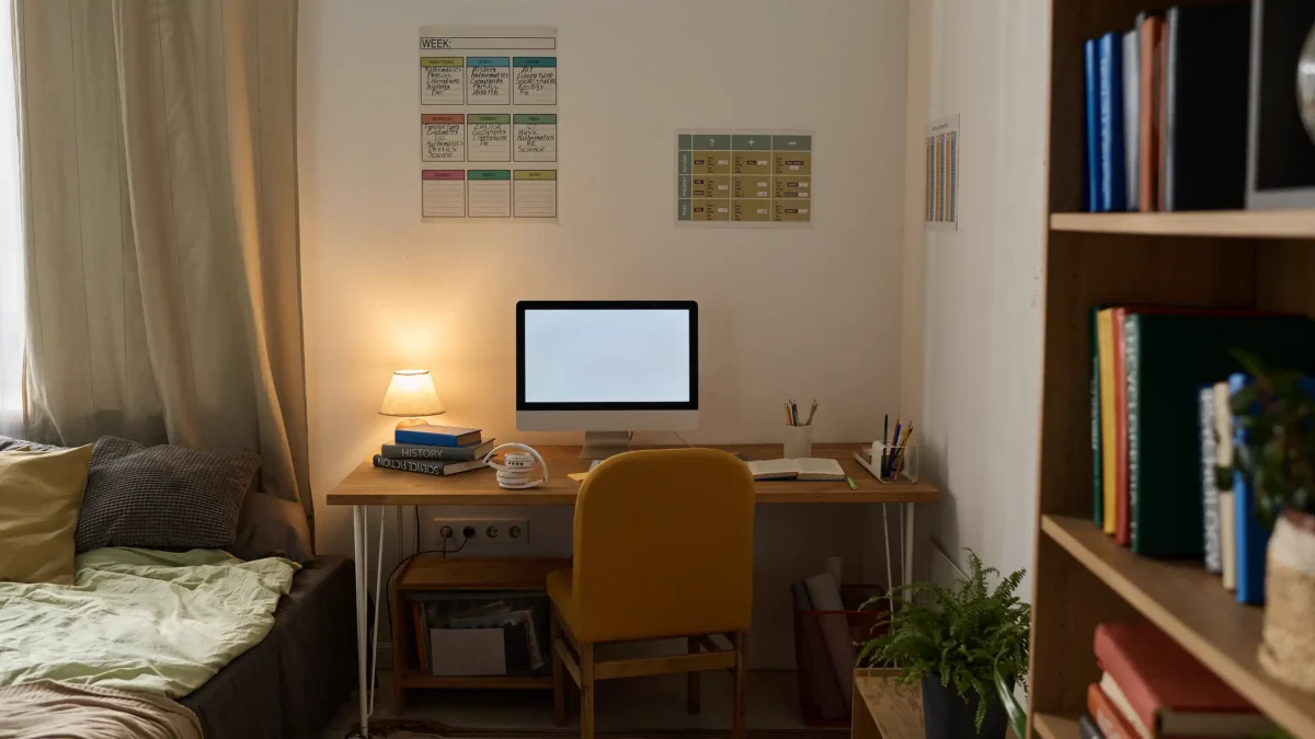 kids bedroom with study area